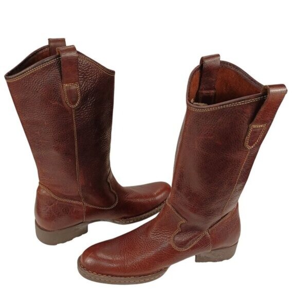 Born Western Tall Riding Boots Pull-On Brown Soft Leather Shoes Womens Size 11 - Picture 9 of 16